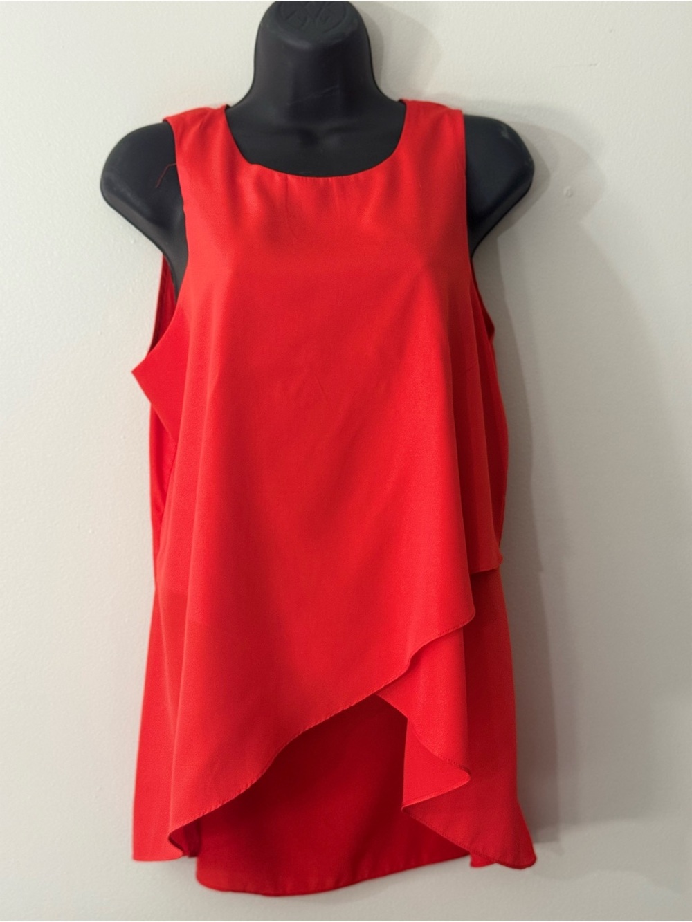 New York & Company Layered Sleeveless Blouse – Bright Orange  – Medium